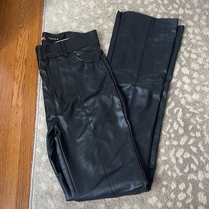 Zara leather black straight leg pants
